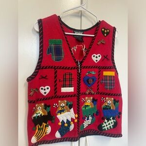 Vintage super ugly Christmas’s sweater vest. Holiday party or Halloween costume